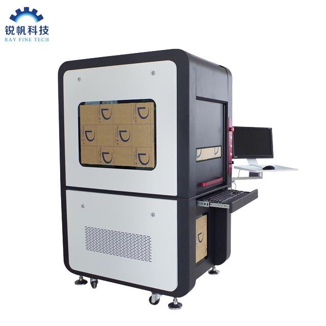 راي فاين مغلقة بالكامل JPT MOPA M7 20W 80W 100W 150W 200W Galvo Fiber Laser marking & amp ؛ آلة القطع مع التركيز التلقائي ونظام وضع الكاميرا Cyclops